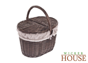 SHABBY CHIC WICKER PICNIC BASKET LINED